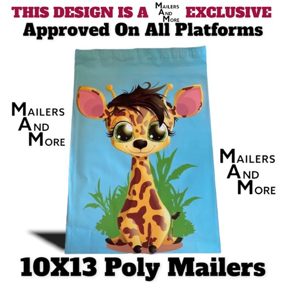 50 10x13 Poly Mailers Baby Giraffe PRICE IS FIRM - Picture 2 of 5